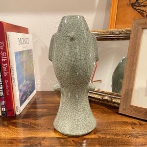 Vintage Vase Sculpture Replica Song Dynasty Ge Kiln Porcelain Celadon  Crackle